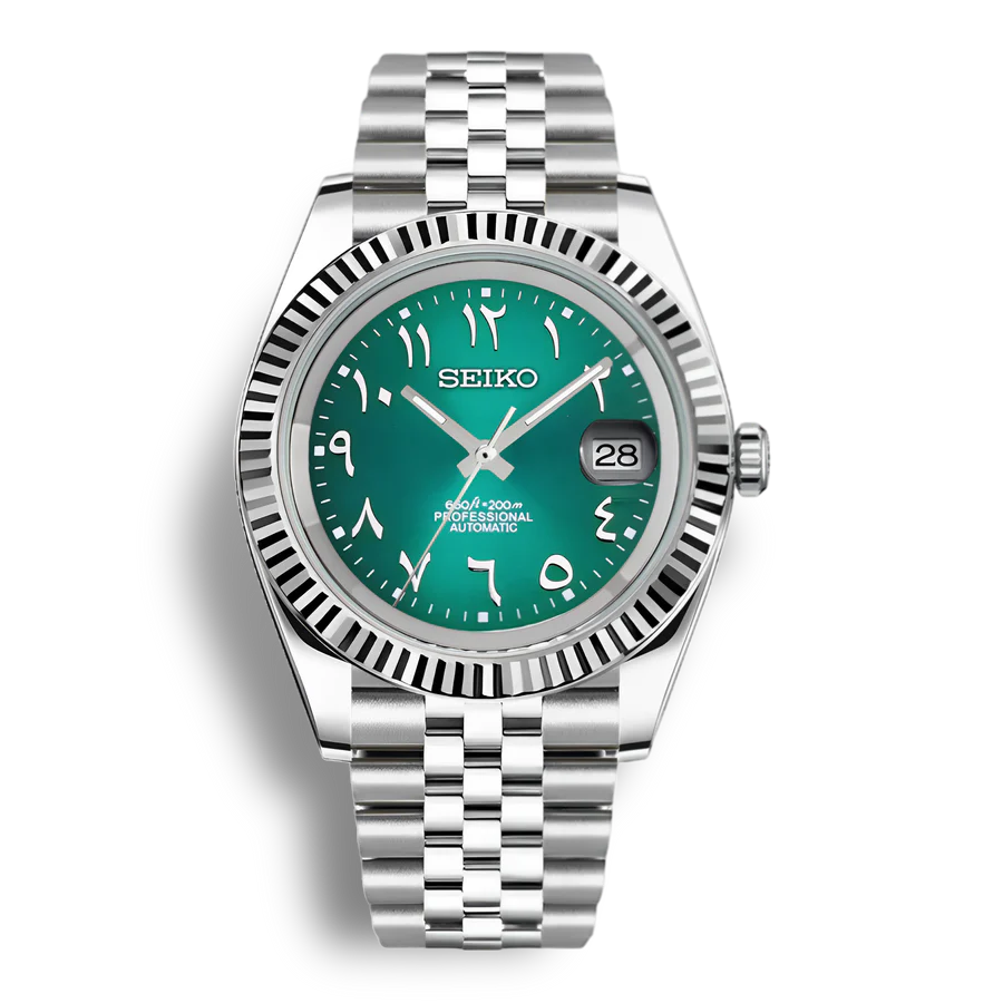 Seiko Datejust Arabic Dial Emerald Green CS Watch Mod